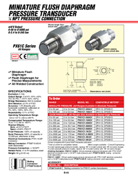 Thumbnail of document Data Sheet - PX61V0-100GV Miniature, Flush Diaphragm Press. Transducers